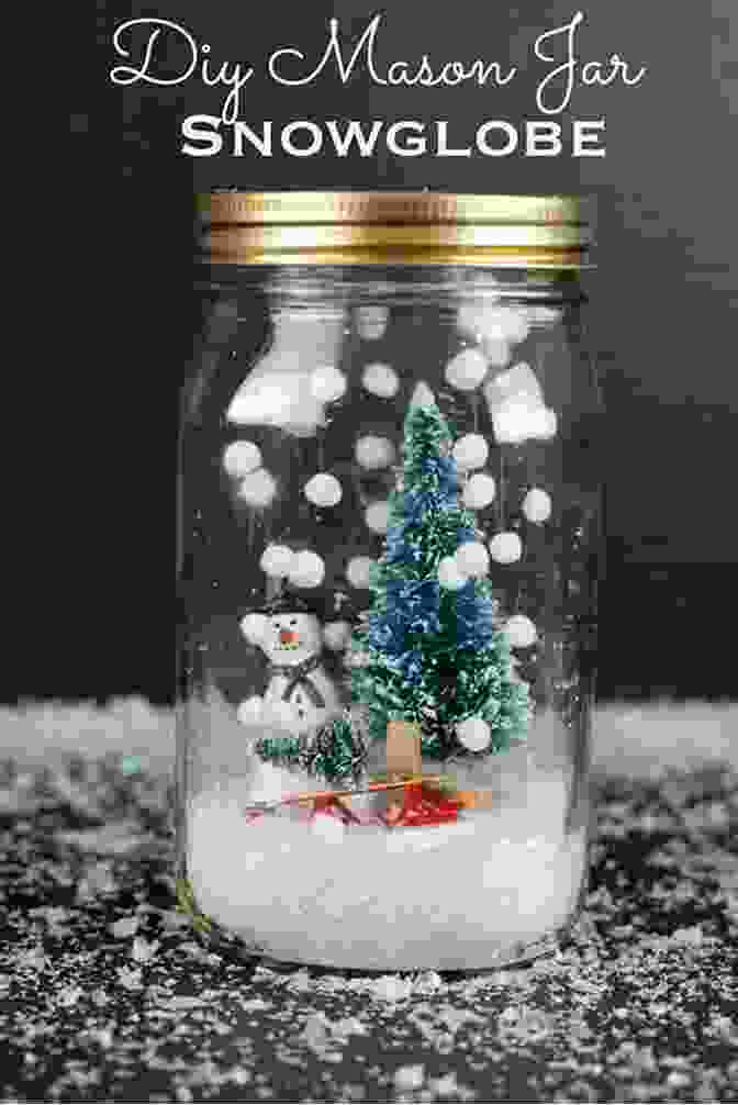 DIY Shimmering Snow Globe Garland Consisting Of Small Glass Jars Filled With Glitter And Mini Wooden Trees, Sealed And Strung On Twine, Adorned With White Pom Poms And Miniature Snowmen. BEST DIY IDEAS FOR CHRISTMAS WOODEN BEADS: Creative Crafting