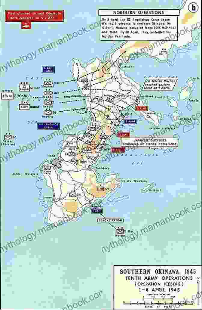 Map Of The Battle Of Okinawa Battle Of Okinawa World War II: A History From Beginning To End (World War 2 Battles)